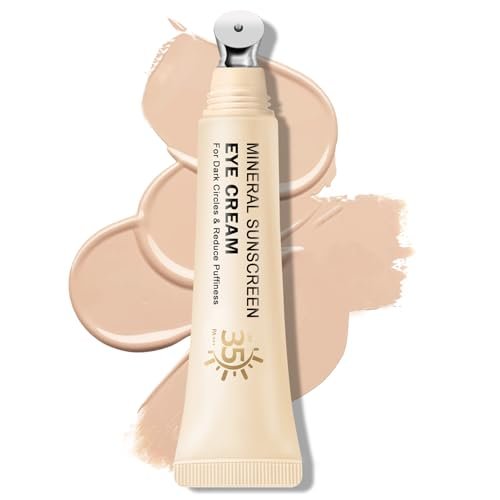 QIUFSSE Mineral Sunscreen Eye Cream,3-in-1 Under Eye...