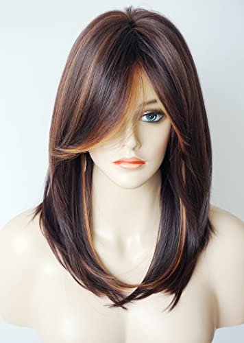 womens wigs for white women Medium Length Layered Brown...