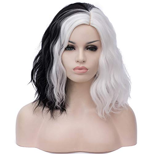 Mildiso Black and White Cruella Deville Wig for Women M058C