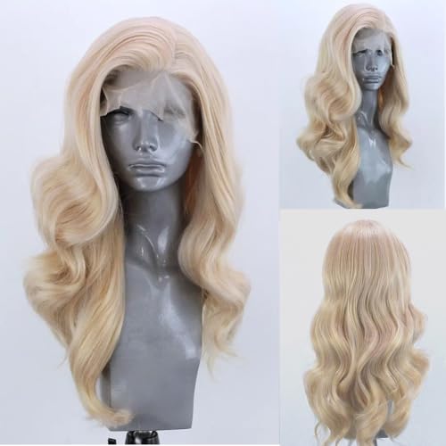 ELESTY Long Wavy Blonde Hair Synthetic Lace Front Wig