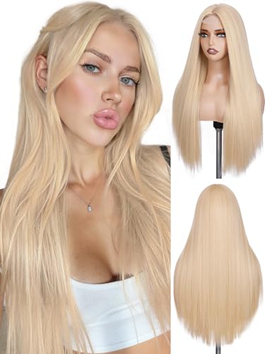 FAVE 26 Inch Blonde Wigs for Women, Heat Resistant Synthetic