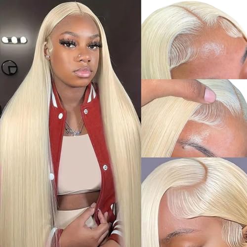 GZX 26 Inch 613 Lace Front Wig Straight Human Hair