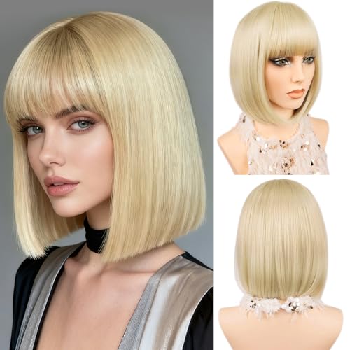 MAYSA Blonde Bob Wig with Bangs for Women