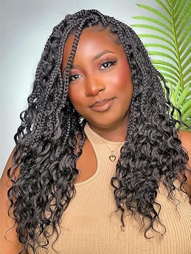 MS.FEEL Short Boho Braided Wig Full Lace Knotless Box Braids