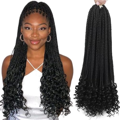 Crochet Box Braids Hair with Curly Ends, 7 Packs Pre-Looped
