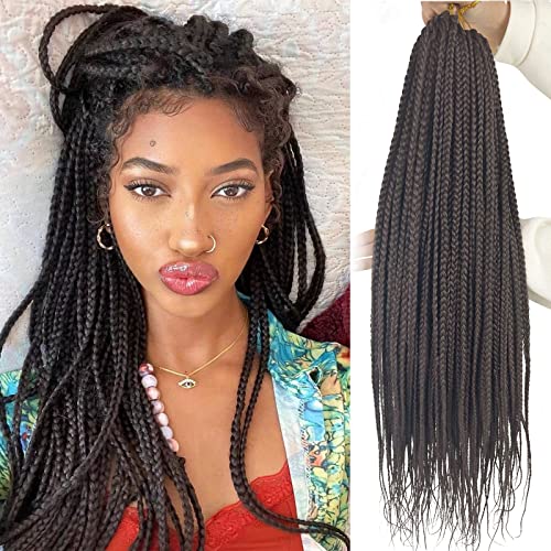 Dark Brown Box Braids Crochet Hair 20 Inch 6 Packs