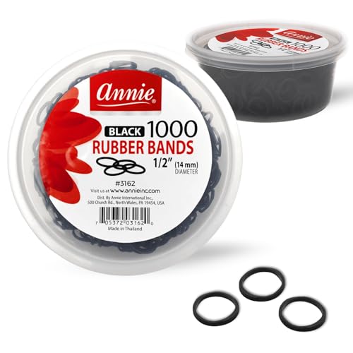 ANNIE 1000 Black Mini Rubber Bands – Durable Braiding Bands