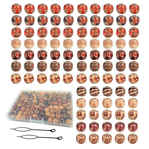 95 Pcs Wood Hair Beads for Braids and Dreadlocks