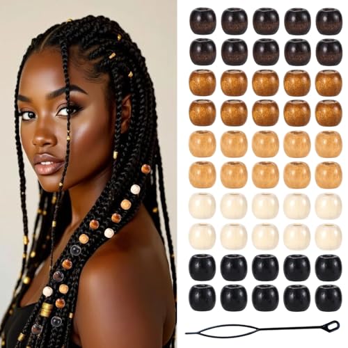 95 Pcs Wood Hair Beads for Braids and Dreadlocks