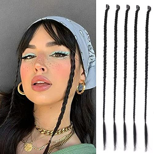 Braid Hair Extensions, 5 PCS Baby Braids Clip In Bangs