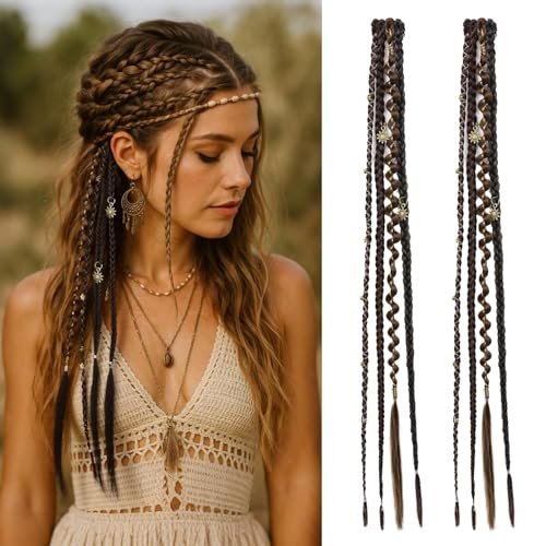 REECHO Clip in Braid Hair Extensions for Women, Boho...
