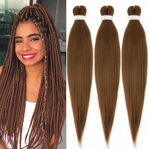 Brown Braiding Hair Pre stretched 30Inch 3 Packs EZ Braid