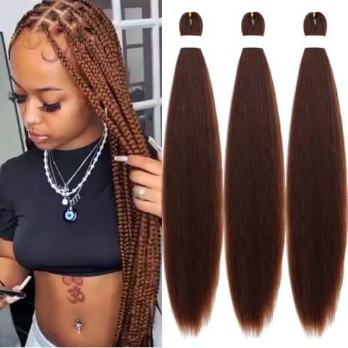 Color 30 Brown Braiding Hair Pre Stretched 30 Inch Knotless