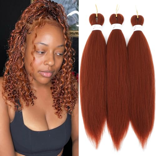 350 Braiding Hair Pre Stretched Ginger 18inch 3 Pack...