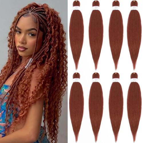 Braiding Hair, Pre Stretched Braiding Hair 20 Inch Copper...