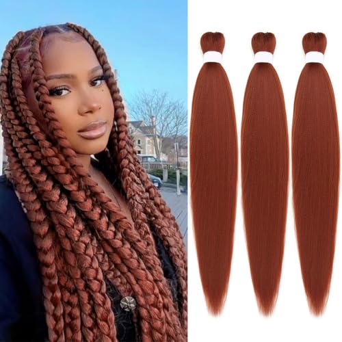 Ginger Braiding Hair Pre Stretched 26inch 3 Packs Copper Red