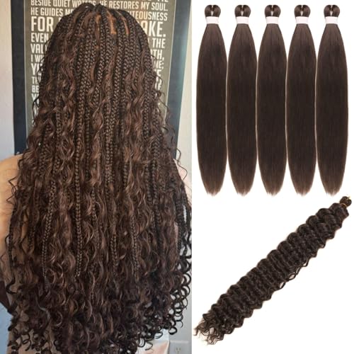 Dark Brown Braiding Hair Pre Stretched Color 4# 6 Packs
