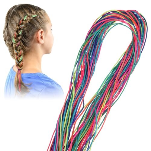 48 Pcs Hair Strings for Braids, Colorful Rainbow Braiding...