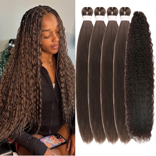 Dark Brown Braiding Hair Pre Stretched Knotless Mermaid...