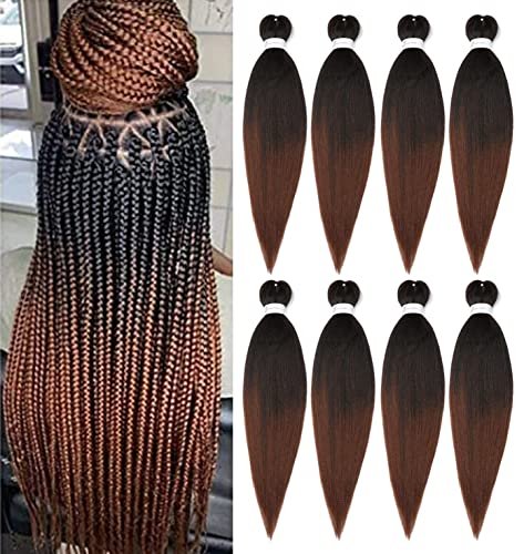 Braiding Hair Pre Stretched 24 Inch 8 Packs Ombre Yaki