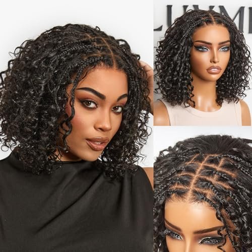 LUVME HAIR Boho Braided Deep Curly 5x5 Closure Bob Wig