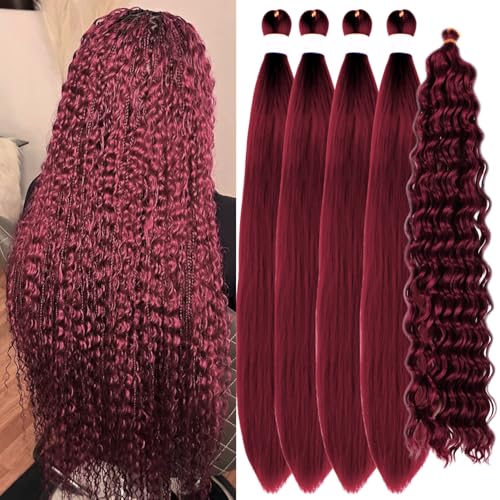 Gozill Burgundy Boho Hair for Braiding Red Pre-stretched...