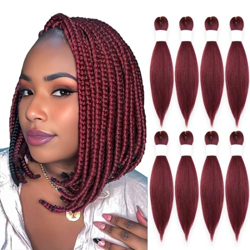 KAVSORAPI Burgundy Braiding Hair 12 Inch Colored Pre...