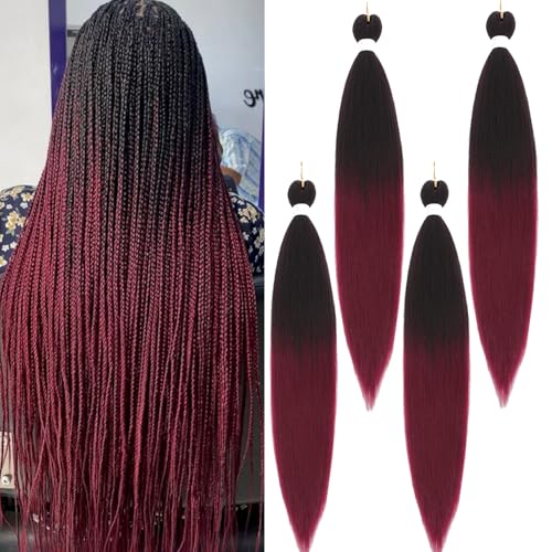 Sakkou 28inch Burgundy Ombre Braiding Hair Pre Stretched...