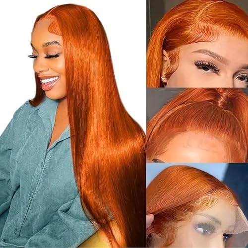 Fiumer Ginger Wig Human Hair 13x4 Straight HD Lace Frontal