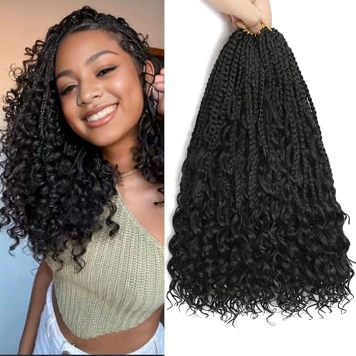 12 Inch Goddess Box Braids Crochet Hair with Curly Ends