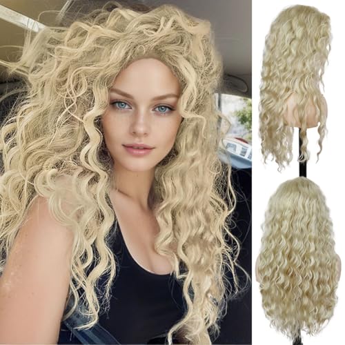 GNIMEGIL 26 Inch Long Blonde Curly Wigs for Women