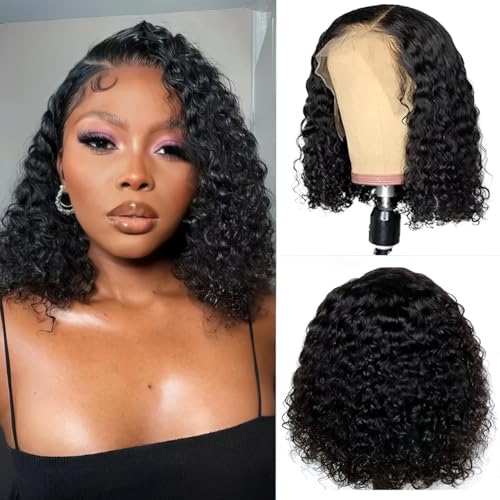 Jinhongze Curly Bob Wig Human Hair Deep 13x4 Lace Front