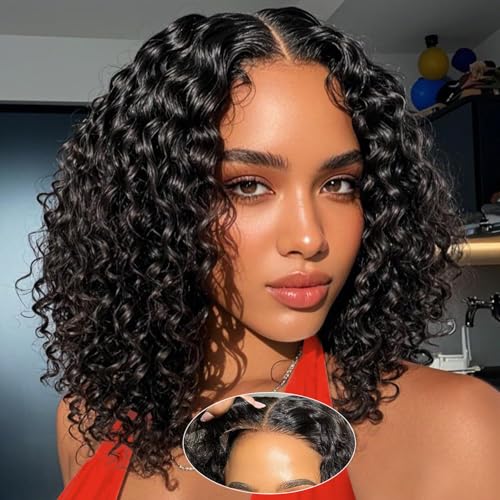 UCUVIC Curly Bob Wig Human Hair 5x5 Wear And Go