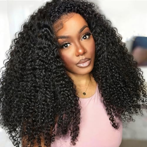 Querary Kinky Curly Half Wig Human Hair 20 Inch Glueless