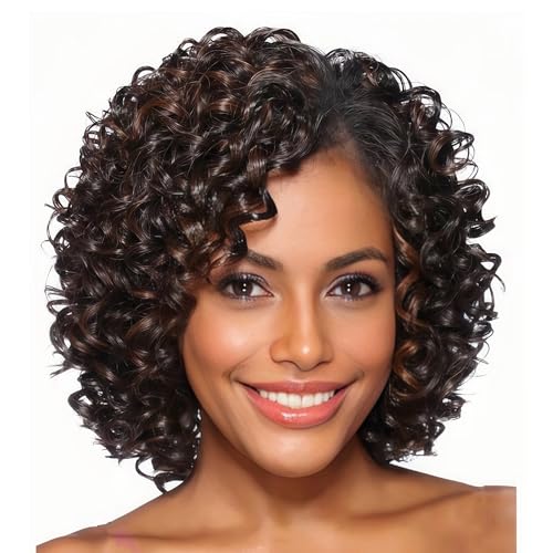 XIUFAXIRUSI XIUFAXIRUSI Short Curly Afro Wigs for Black...