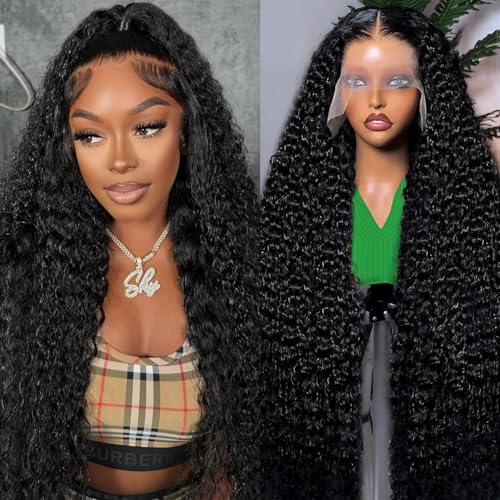 FMGBKCOT 30 Inch Deep Wave Lace Front Human Hair Wig