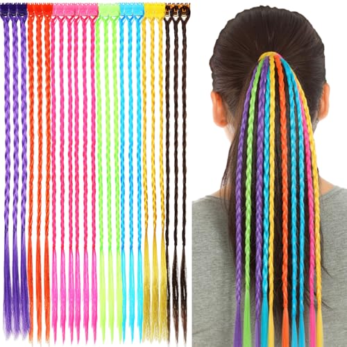 Bememo 21 Pieces Colored Braids Hair Extensions with Clips