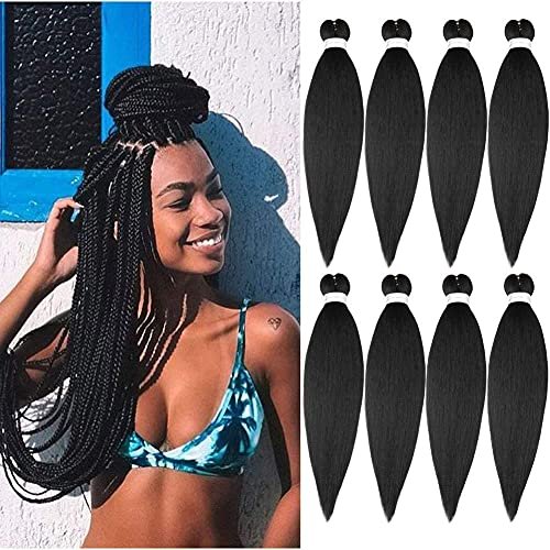 Pre Stretched Braiding Hair 20 Inch 8 Packs Natural Black