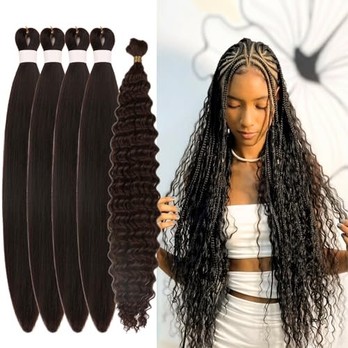 Dark Brown Braiding Hair Pre Stretched Curly EZ Braid...