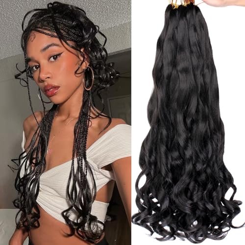 COOKOO 9 Packs 75g/Pack French Curl Braiding Hair 22 Inch