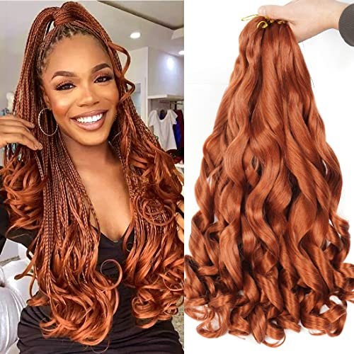WIPPORYA Ginger French Curl Braiding Hair 24 Inch Loose Wave