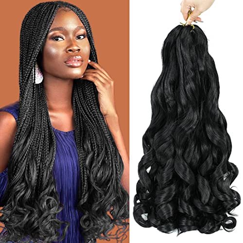 WIPPORYA French Curly Braiding Hair 24 Inch 6 Packs Black