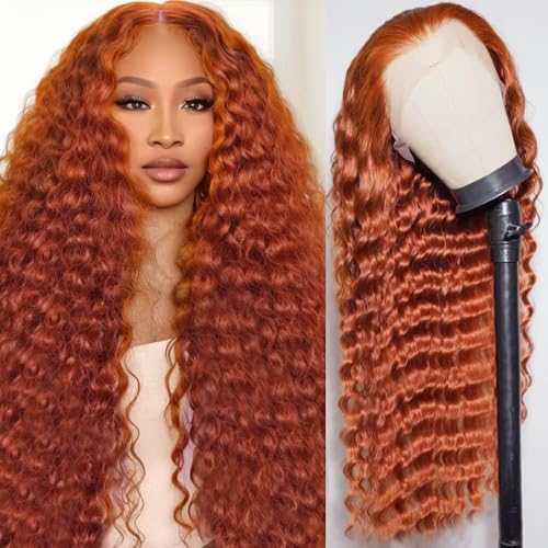 Bilisar 30 Inch Ginger Wig Human Hair 13x6 Deep Wave