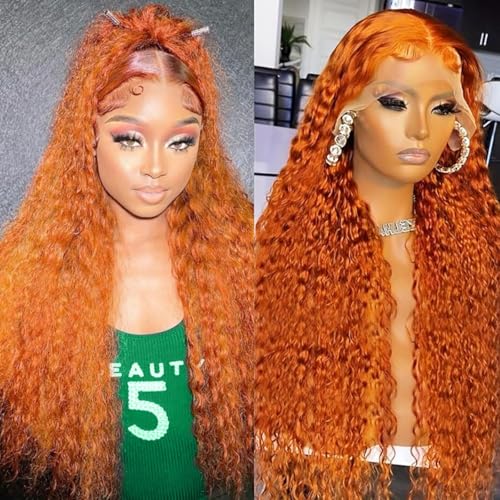 Hoiloxa 30 Inch Ginger Lace Front Wigs 13x6 Deep Wave