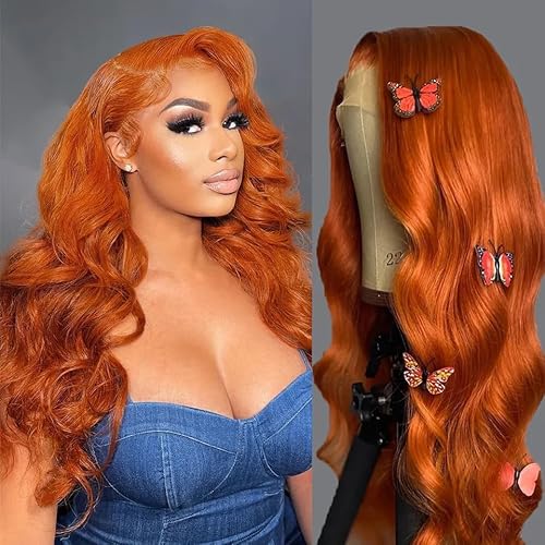 Ginger Orange Lace Front Wig Pre Plucked Glueless Body Wave