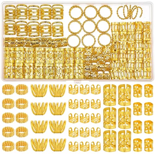 Tuefuzy 110 Pcs Gold Hair Jewelry for Braids and Dreadlocks