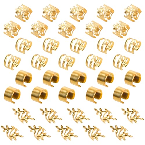XCZYN Gold Hair Braids Dreadlock Non-Piercing Ear Clip...