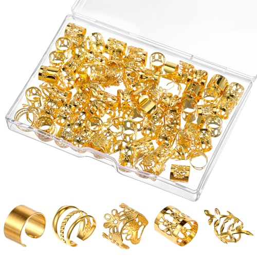 100 Pcs Gold Dreadlock Beads Locs Accessories, Hair Jewelry...