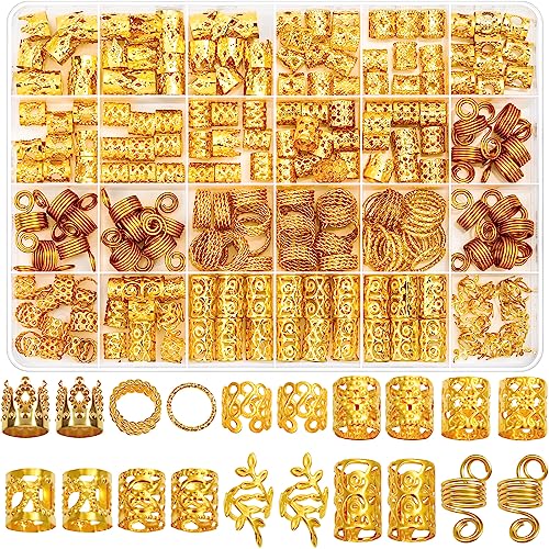 Lucomb 220 Pcs Gold Hair Jewelry for Braids and Locs