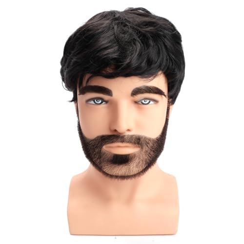 Leuik Short Black Mens Wig|Costume Toupee for Daily Use